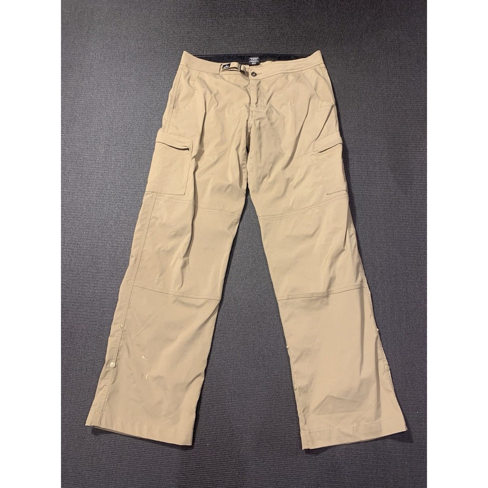 Prana Pants Mens Large‎ Beige Cargo Pockets Belted Lightweight Active Outdoor